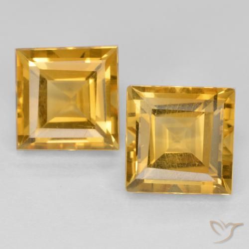 3.78ctw Natürlicher gold-orange Citrin, Quadrat, VS