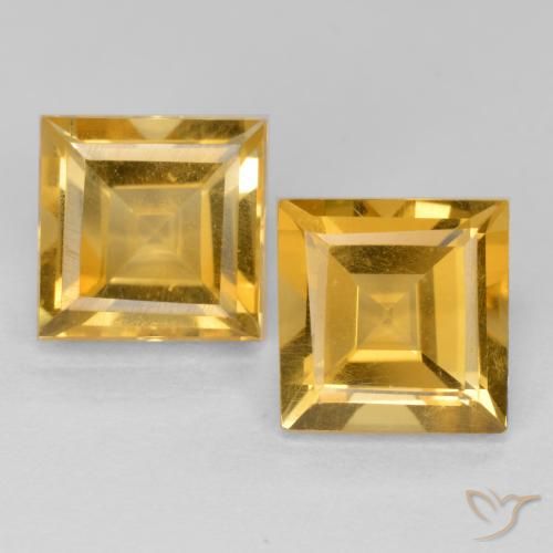 3.35ctw Natürlicher Tiefes Goldorange Citrin, Quadrat, VS