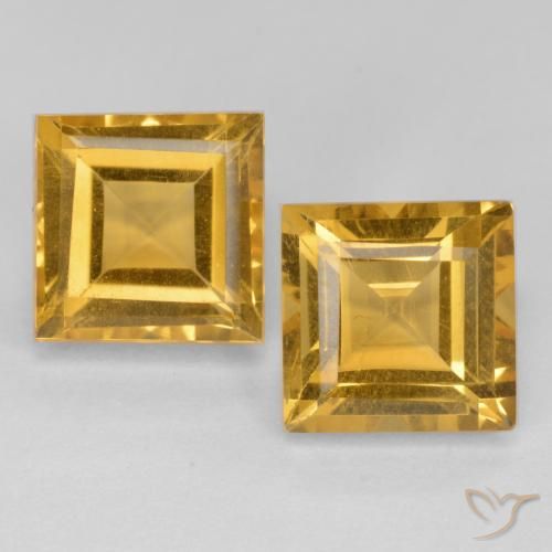 3.88ctw Natürlicher gold-orange Citrin, Quadrat, VS