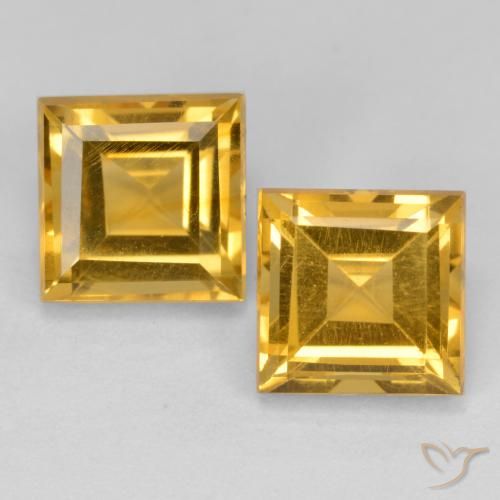 3.79ctw Natürlicher Mittel-Dunkelgold Citrin, Quadrat, VS
