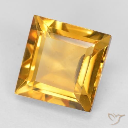 9,17 ctw natürlicher Mittel-Helles Orange-Gold Citrin, Quadrat, VVS-VS