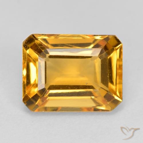 1.66ct Natürlicher Mittel Orange-Gold Citrin, Smaragdschliff, VS