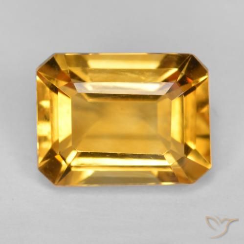 1.55ct Natürlicher Mittel Orange-Gold Citrin, Smaragdschliff, VS