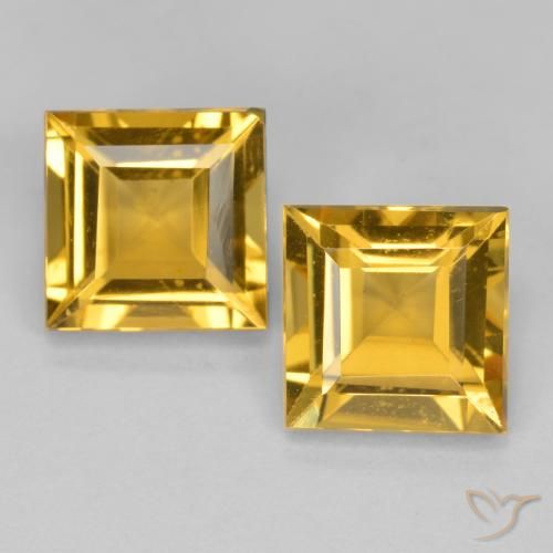 3.02ctw Natürlicher Tiefes Gold Citrin, Quadrat, VS