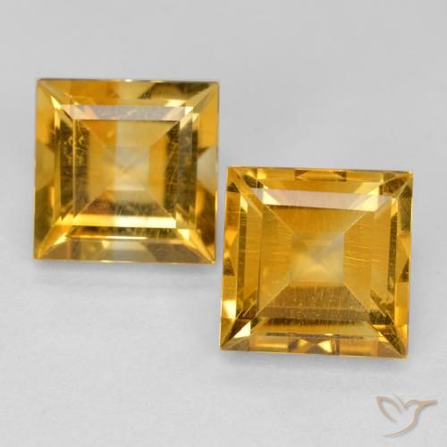 3.35ctw Natürlicher Orange-Gold Citrin, Quadrat, VS