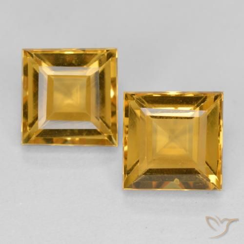 3.16ctw Natürlicher Tiefes Goldorange Citrin, Quadrat, VS