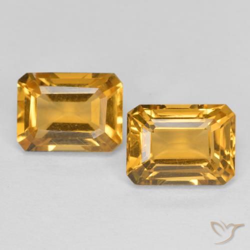 2.97ctw Natürlicher Tiefes Goldorange Citrin, Smaragdschliff, VVS-VS