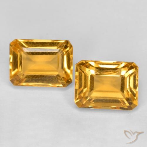 3.37ctw Natürlicher Tiefes Goldorange Citrin, Smaragdschliff, VVS-VS