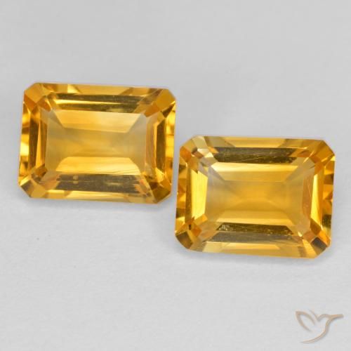 3.08ctw Natürlicher Mittelgold Citrin, Smaragdschliff, VVS-VS