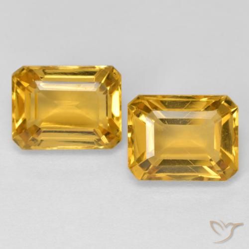 3.43ctw Natürlicher Tiefes Goldorange Citrin, Smaragdschliff, VVS-VS
