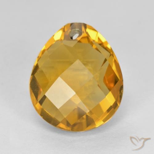 4.06ct Natürlicher Tiefes Goldorange Citrin, Birnenform, VVS-VS