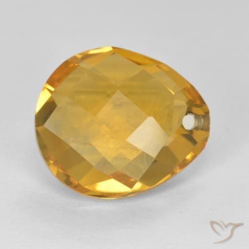 9,17 ctw natürlicher Tiefes Goldorange Citrin, Birnenform, VVS-VS