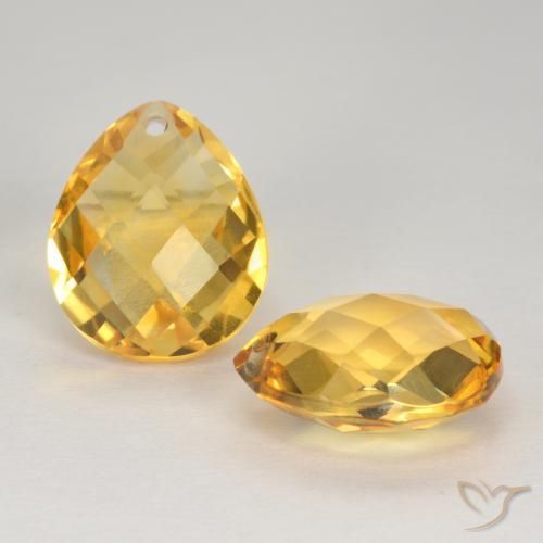 7.58 ct natürliche Mittel-Dunkelgold Citrin-Edelsteine, Birnenform, VVS-VS