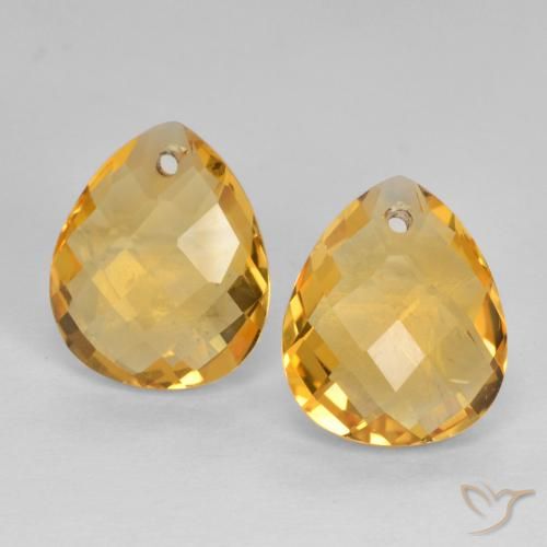 6.99ctw Natürlicher Tiefes Goldorange Citrin, Birnenform, VVS-VS