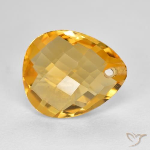 9,17 ctw natürlicher Tiefes Goldorange Citrin, Birnenform, VVS-VS