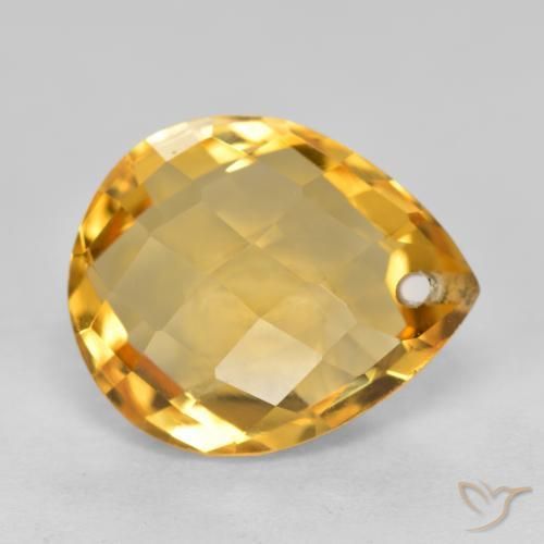 9,17 ctw natürlicher Mittel-Dunkelgold Citrin, Birnenform, VVS-VS