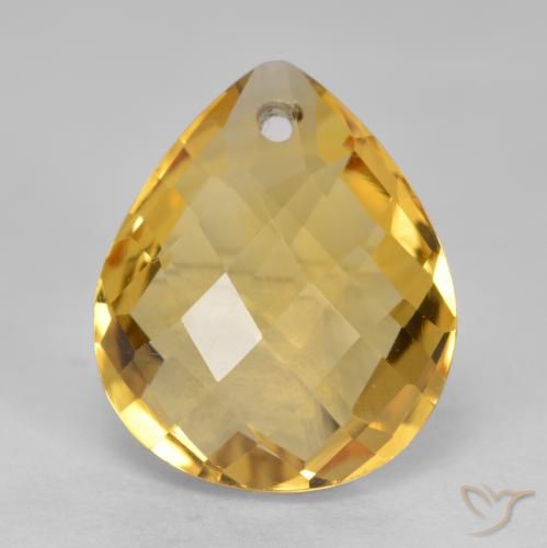 3.44ct Natürlicher Mittel-Dunkelgold Citrin, Birnenform, VVS-VS