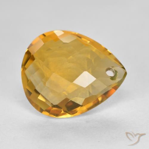 9,17 ctw natürlicher Tiefes Goldorange Citrin, Birnenform, VVS-VS