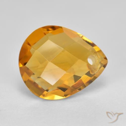 9,17 ctw natürlicher Tiefes Goldorange Citrin, Birnenform, VVS-VS