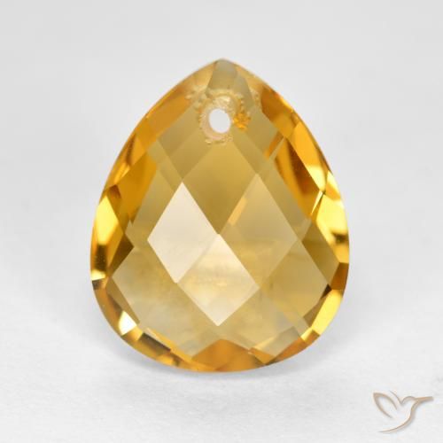 3.73ct Natürlicher Mittel-Dunkelgold Citrin, Birnenform, VVS-VS