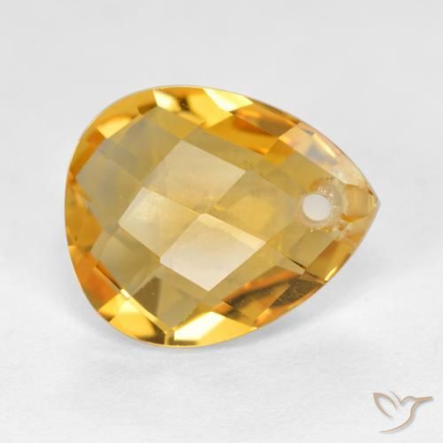 9,17 ctw natürlicher Tiefes Goldorange Citrin, Birnenform, VVS-VS