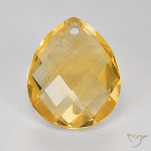 3.80ct Natürlicher Mittel-Dunkelgold Citrin, Birnenform, VVS-VS
