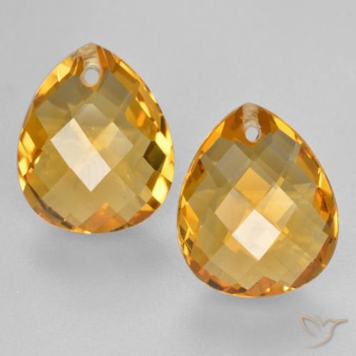7.14ctw Natürlicher Dunkelorange-Gold Citrin, Birnenform, VVS-VS