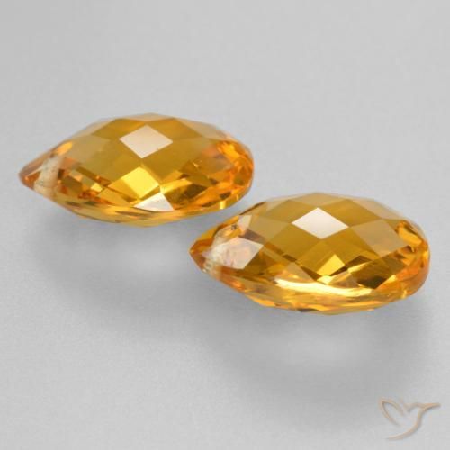 7.14 ct natürliche Dunkelorange-Gold Citrin-Edelsteine, Birnenform, VVS-VS