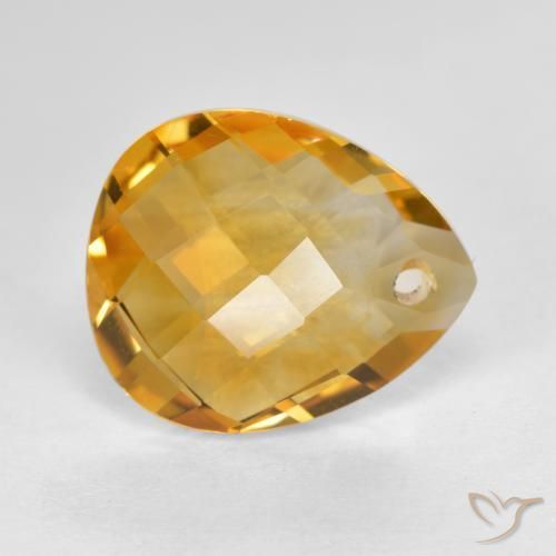 9,17 ctw natürlicher Tiefes Goldorange Citrin, Birnenform, VVS-VS