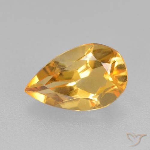 0.77ct Natürlicher Mittel-Dunkelgold Citrin, Birnenform, VS