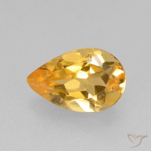 0.77ct Natürlicher Mittel-Dunkelgold Citrin, Birnenform, VS