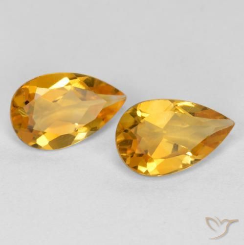1.40 ct natürliche Dunkelorange-Gold Citrin-Edelsteine, Birnenform, VS
