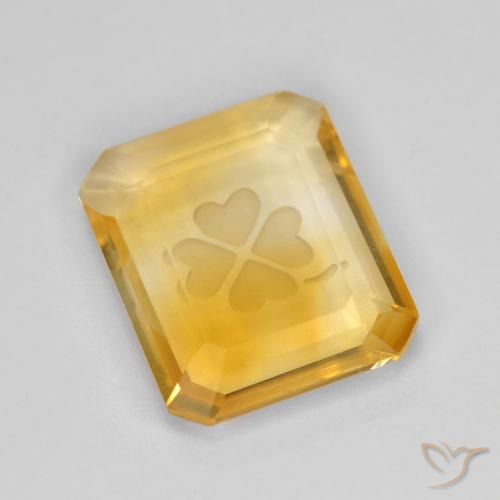 3.22ct Natürlicher Mittleres Gold Citrin, Smaragdschliff, Transparent