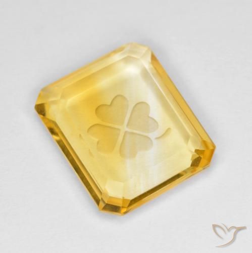 3.45ct Natürlicher Mittelgold Citrin, Smaragdschliff, Transparent