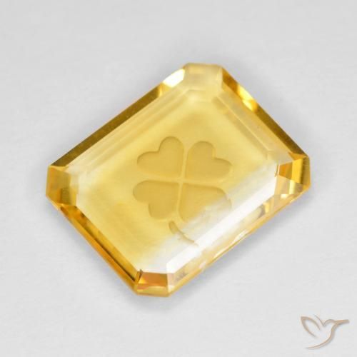 3.31ct Natürlicher Mittleres Gold Citrin, Smaragdschliff, Transparent