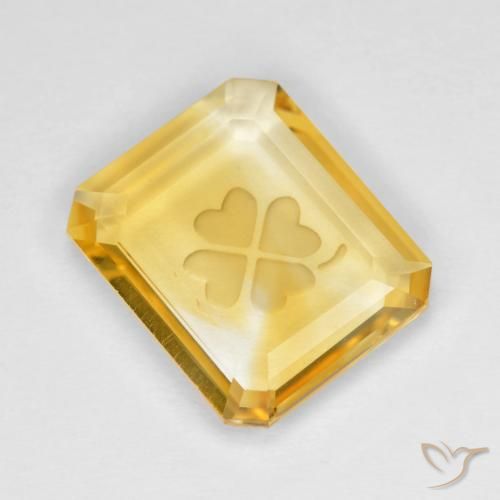 3.51ct Natürlicher Mittelgold Citrin, Smaragdschliff, Transparent