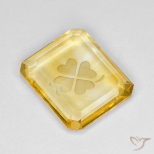 3.40ct Natürlicher Mittleres Gold Citrin, Smaragdschliff, Transparent
