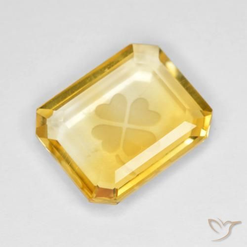 3.47ct Natürlicher Mittleres Gold Citrin, Smaragdschliff, Transparent