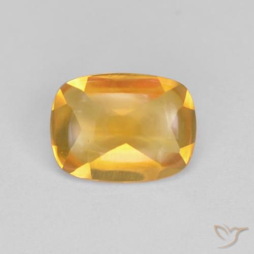 1.15ct Natürlicher Tiefes Goldorange Citrin, Kissen, Transparent