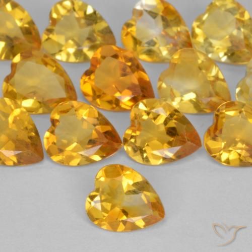 0.44ct Natürlicher Tiefes Goldorange Citrin, Herz, VS