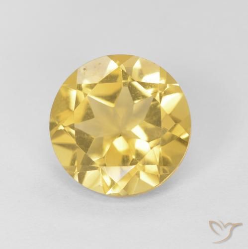 1.69ct Natürlicher Helles Gold-Gelb Citrin, Runden, VVS