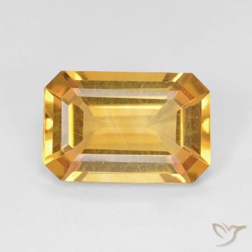 3.36ct Natürlicher Tiefes Goldorange Citrin, Smaragdschliff, VS