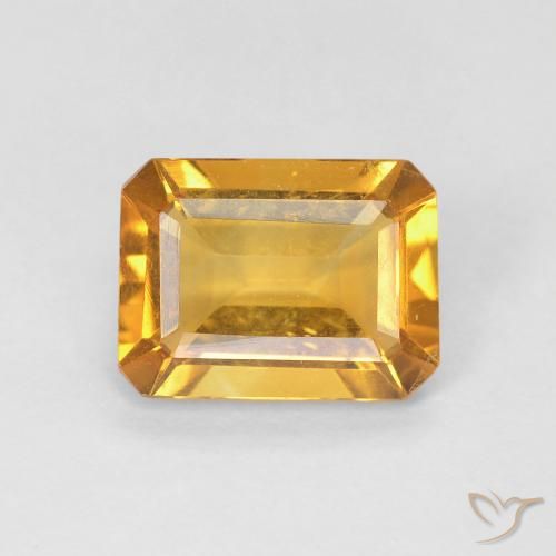 1.25ct Natürlicher Tiefes Goldorange Citrin, Smaragdschliff, VS