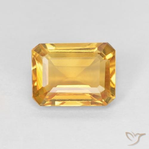1.37ct Natürlicher gold-orange Citrin, Smaragdschliff, VVS