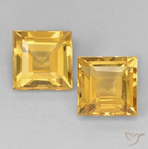 2.28ctw Natürlicher Mittelgold Citrin, Quadrat, VVS-VS
