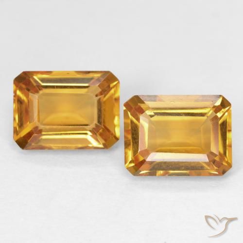 3.03ctw Natürlicher Orange-Gold Citrin, Smaragdschliff, VVS