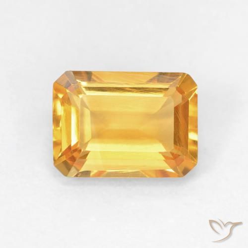 1.48ct Natürlicher Medium Light Orange-Gold Citrin, Smaragdschliff, VVS-VS