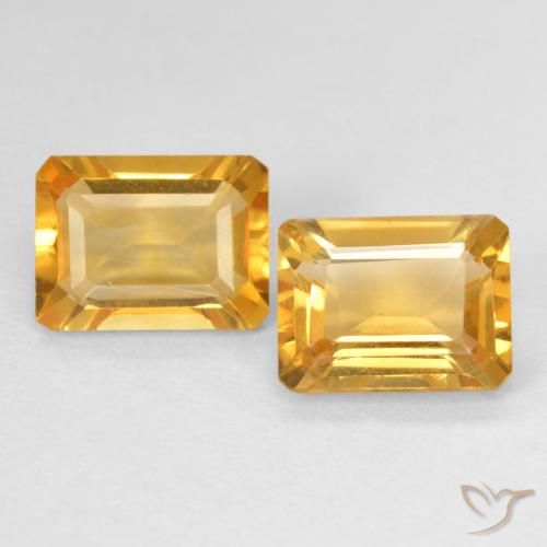 2.91ctw Natürlicher Medium Light Orange-Gold Citrin, Smaragdschliff, VVS