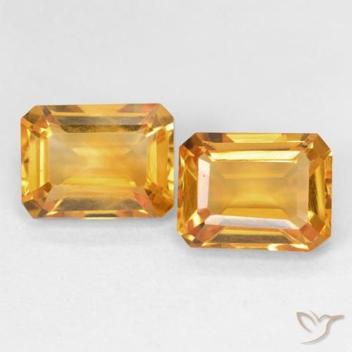 3.17ctw Natürlicher Medium Light Orange-Gold Citrin, Smaragdschliff, VVS