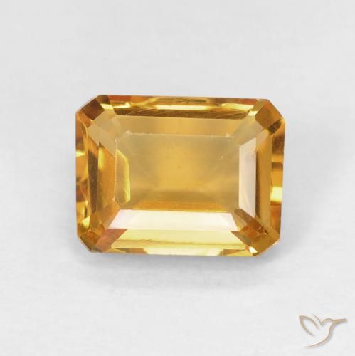 1.42ct Natürlicher Mittel Orange-Gold Citrin, Smaragdschliff, VVS